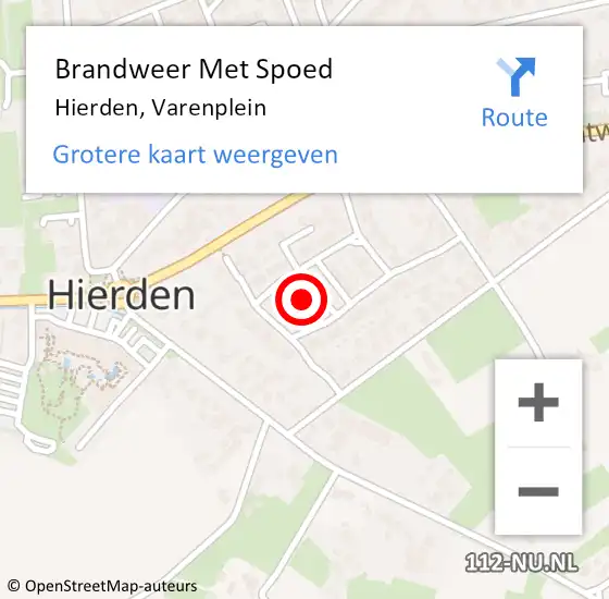 Locatie op kaart van de 112 melding: Brandweer Met Spoed Naar Hierden, Varenplein op 16 december 2024 19:05