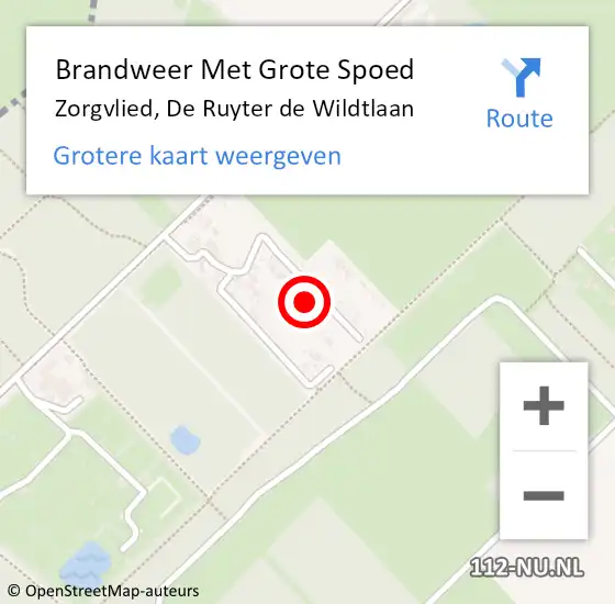 Locatie op kaart van de 112 melding: Brandweer Met Grote Spoed Naar Zorgvlied, De Ruyter de Wildtlaan op 16 december 2024 19:35