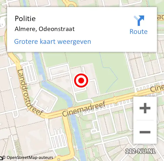 Locatie op kaart van de 112 melding: Politie Almere, Odeonstraat op 16 december 2024 19:50