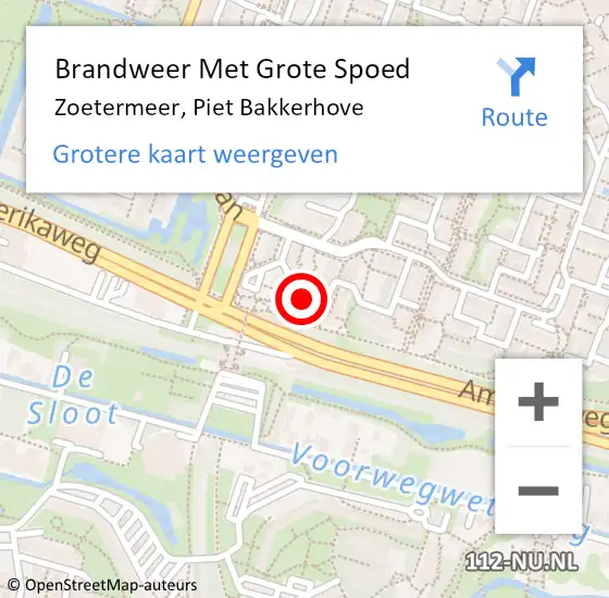 Locatie op kaart van de 112 melding: Brandweer Met Grote Spoed Naar Zoetermeer, Piet Bakkerhove op 16 december 2024 20:04