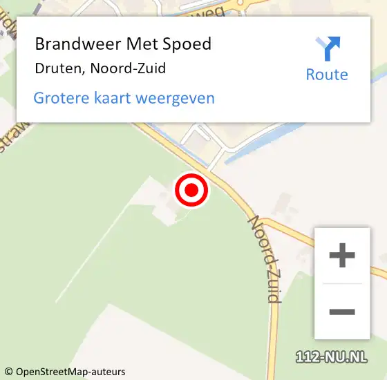 Locatie op kaart van de 112 melding: Brandweer Met Spoed Naar Druten, Noord-Zuid op 16 december 2024 20:57