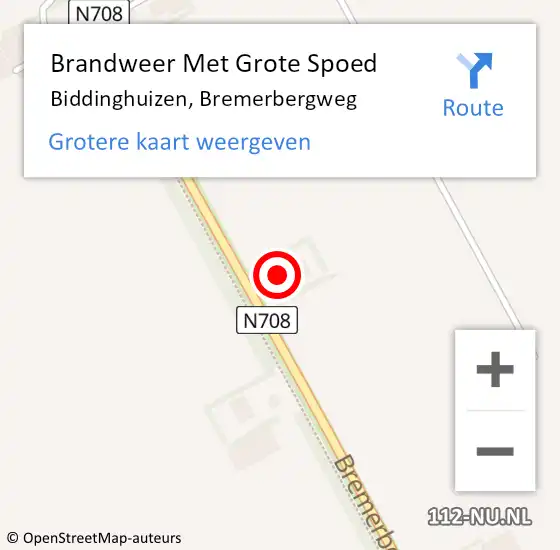 Locatie op kaart van de 112 melding: Brandweer Met Grote Spoed Naar Biddinghuizen, Bremerbergweg op 16 december 2024 21:14