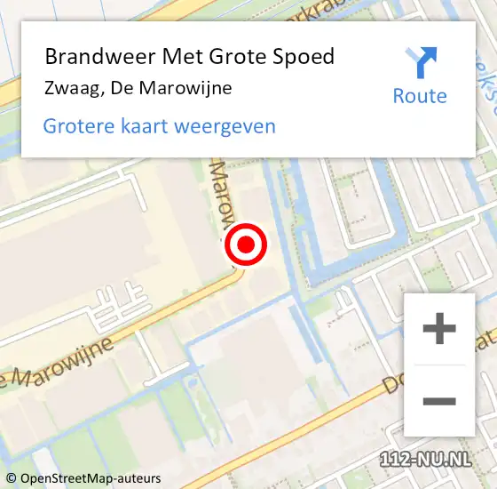 Locatie op kaart van de 112 melding: Brandweer Met Grote Spoed Naar Zwaag, De Marowijne op 16 december 2024 21:34