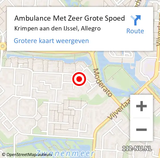 Locatie op kaart van de 112 melding: Ambulance Met Zeer Grote Spoed Naar Krimpen aan den IJssel, Allegro op 16 december 2024 22:04