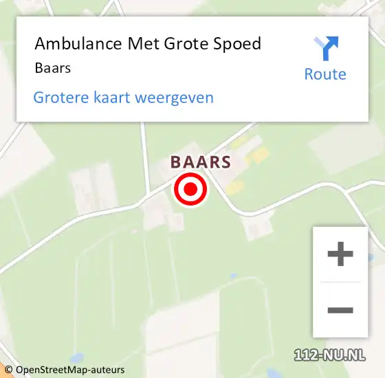 Locatie op kaart van de 112 melding: Ambulance Met Grote Spoed Naar Baars op 16 december 2024 22:32