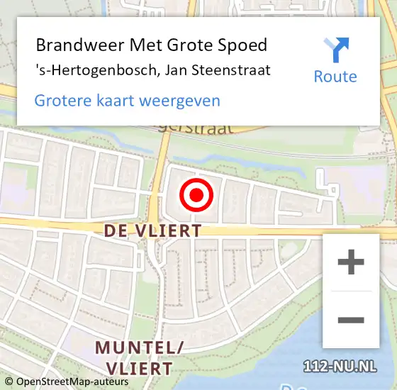 Locatie op kaart van de 112 melding: Brandweer Met Grote Spoed Naar 's-Hertogenbosch, Jan Steenstraat op 16 december 2024 22:37