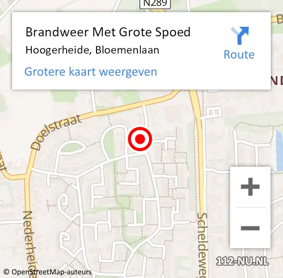 Locatie op kaart van de 112 melding: Brandweer Met Grote Spoed Naar Hoogerheide, Bloemenlaan op 16 december 2024 22:37