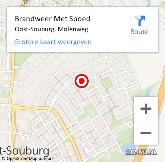 Locatie op kaart van de 112 melding: Brandweer Met Spoed Naar Oost-Souburg, Molenweg op 16 december 2024 22:56