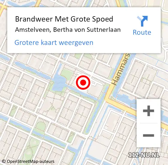 Locatie op kaart van de 112 melding: Brandweer Met Grote Spoed Naar Amstelveen, Bertha von Suttnerlaan op 16 december 2024 23:09