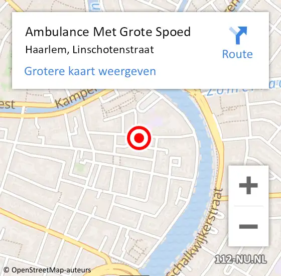 Locatie op kaart van de 112 melding: Ambulance Met Grote Spoed Naar Haarlem, Linschotenstraat op 16 december 2024 23:50