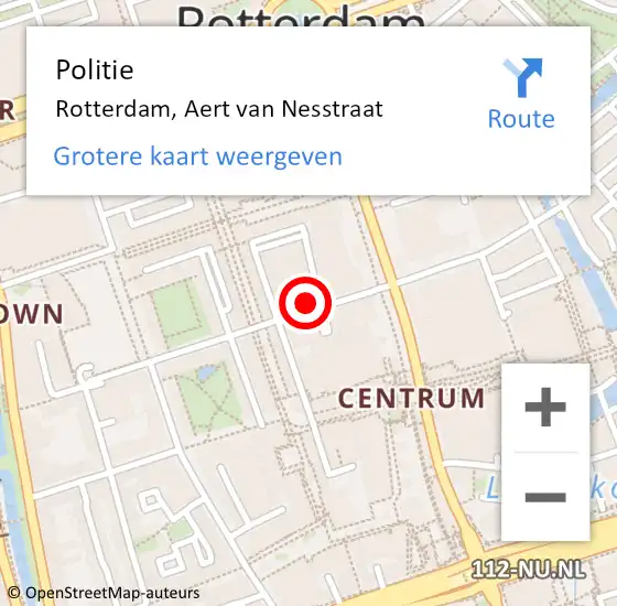 Locatie op kaart van de 112 melding: Politie Rotterdam, Aert van Nesstraat op 17 december 2024 00:24