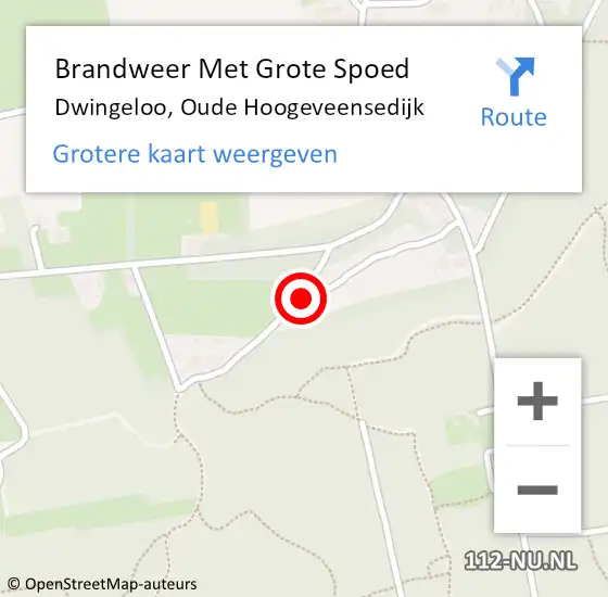 Locatie op kaart van de 112 melding: Brandweer Met Grote Spoed Naar Dwingeloo, Oude Hoogeveensedijk op 17 december 2024 00:39