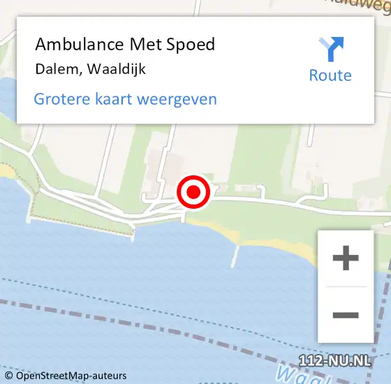 Locatie op kaart van de 112 melding: Ambulance Met Spoed Naar Dalem, Waaldijk op 17 december 2024 01:46