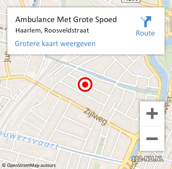 Locatie op kaart van de 112 melding: Ambulance Met Grote Spoed Naar Haarlem, Roosveldstraat op 17 december 2024 02:38