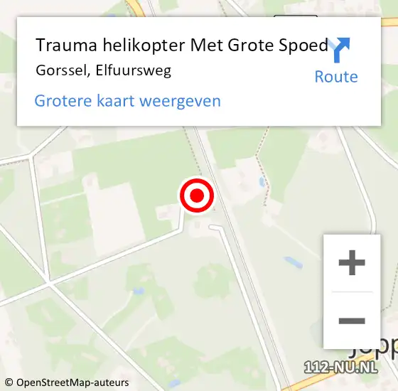 Locatie op kaart van de 112 melding: Trauma helikopter Met Grote Spoed Naar Gorssel, Elfuursweg op 17 december 2024 03:08