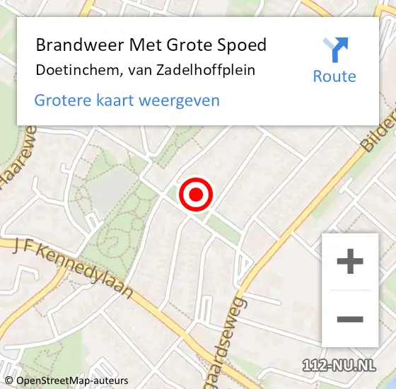 Locatie op kaart van de 112 melding: Brandweer Met Grote Spoed Naar Doetinchem, van Zadelhoffplein op 17 december 2024 03:09