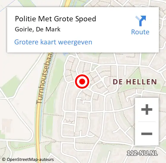 Locatie op kaart van de 112 melding: Politie Met Grote Spoed Naar Goirle, De Mark op 17 december 2024 03:11