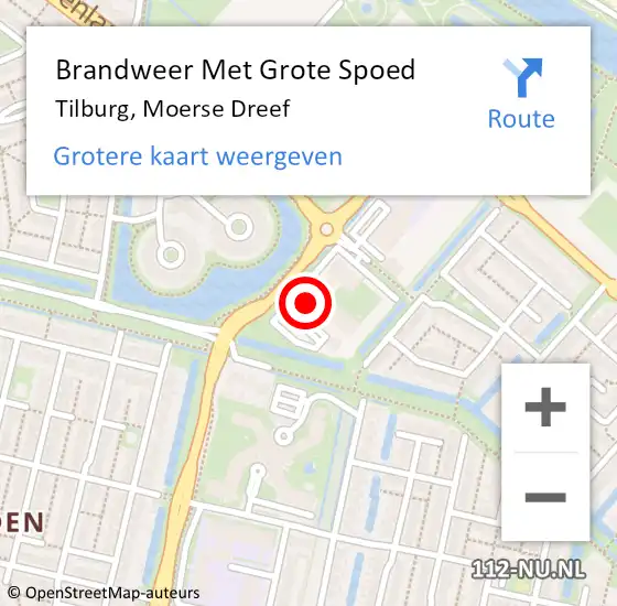 Locatie op kaart van de 112 melding: Brandweer Met Grote Spoed Naar Tilburg, Moerse Dreef op 17 december 2024 04:10