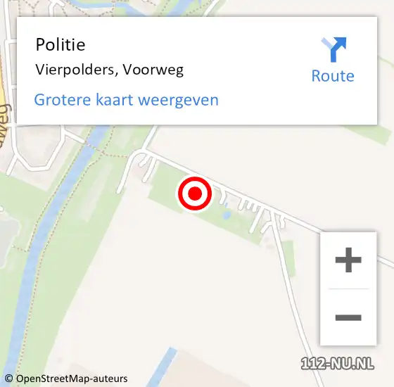 Locatie op kaart van de 112 melding: Politie Vierpolders, Voorweg op 17 december 2024 06:52