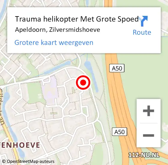 Locatie op kaart van de 112 melding: Trauma helikopter Met Grote Spoed Naar Apeldoorn, Zilversmidshoeve op 17 december 2024 07:10