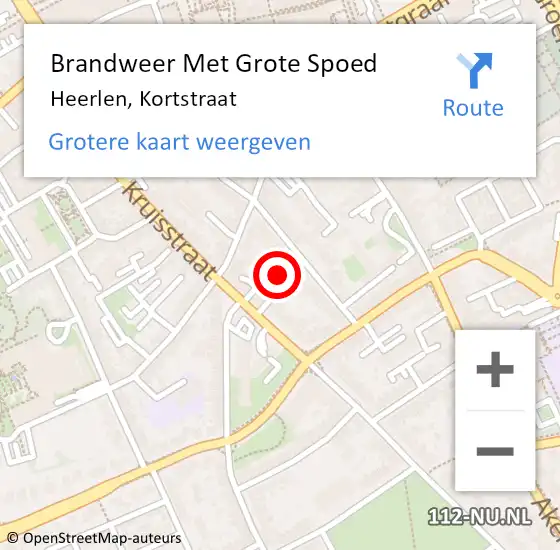 Locatie op kaart van de 112 melding: Brandweer Met Grote Spoed Naar Heerlen, Kortstraat op 17 december 2024 07:25