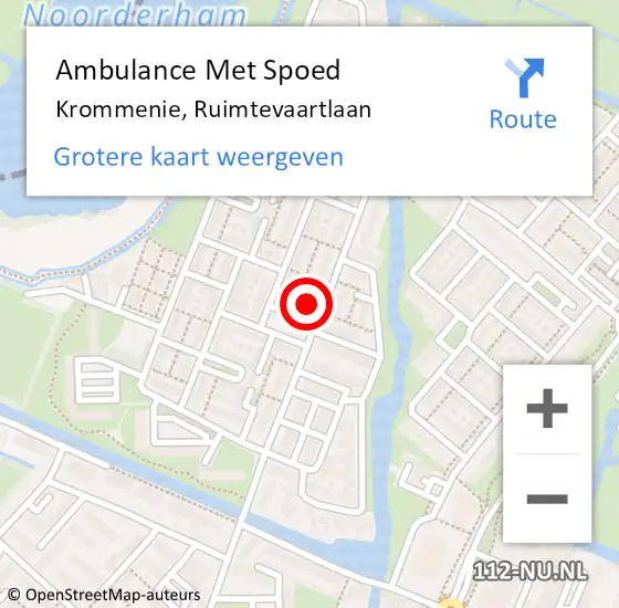 Locatie op kaart van de 112 melding: Ambulance Met Spoed Naar Krommenie, Ruimtevaartlaan op 17 december 2024 07:29