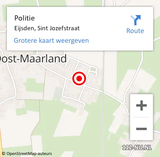 Locatie op kaart van de 112 melding: Politie Eijsden, Sint Jozefstraat op 17 december 2024 07:53