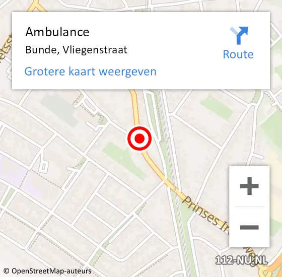 Locatie op kaart van de 112 melding: Ambulance Bunde, Vliegenstraat op 30 oktober 2014 16:34