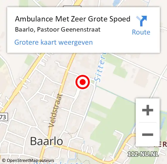 Locatie op kaart van de 112 melding: Ambulance Met Zeer Grote Spoed Naar Baarlo, Pastoor Geenenstraat op 17 december 2024 09:29