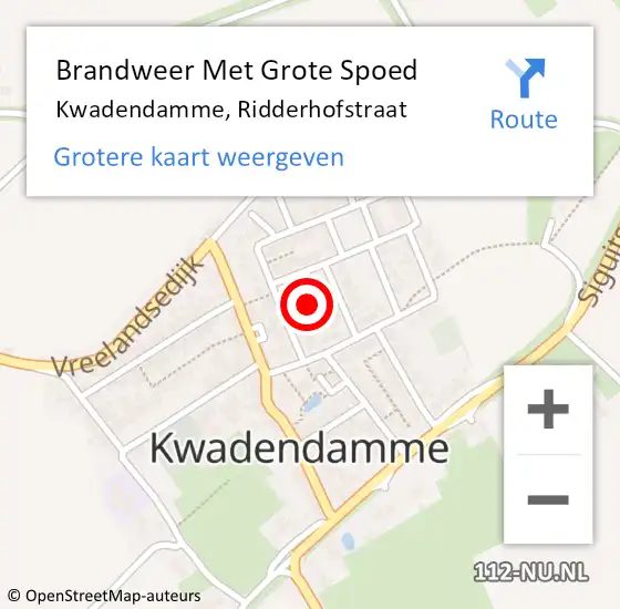 Locatie op kaart van de 112 melding: Brandweer Met Grote Spoed Naar Kwadendamme, Ridderhofstraat op 17 december 2024 09:36