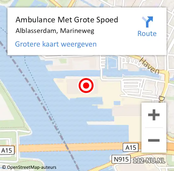 Locatie op kaart van de 112 melding: Ambulance Met Grote Spoed Naar Alblasserdam, Marineweg op 17 december 2024 09:41