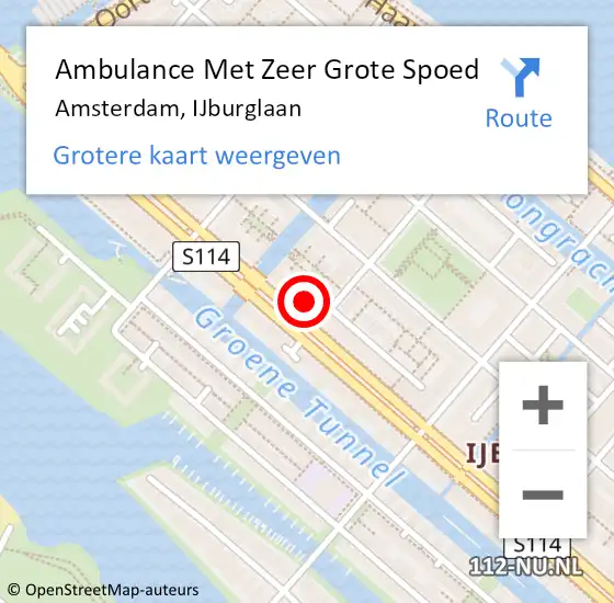 Locatie op kaart van de 112 melding: Ambulance Met Zeer Grote Spoed Naar Amsterdam, IJburglaan op 17 december 2024 09:55