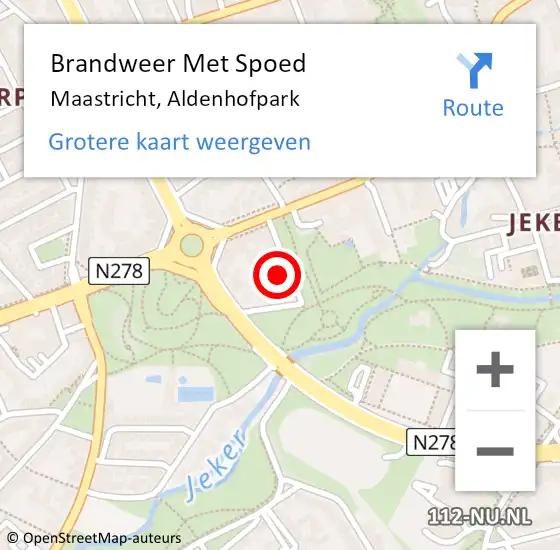 Locatie op kaart van de 112 melding: Brandweer Met Spoed Naar Maastricht, Aldenhofpark op 17 december 2024 10:04