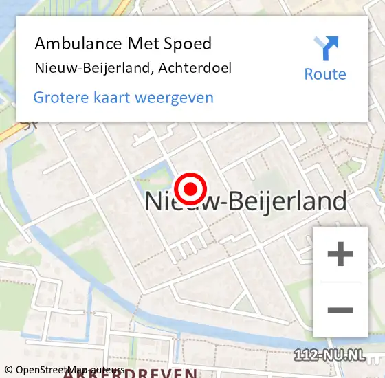 Locatie op kaart van de 112 melding: Ambulance Met Spoed Naar Nieuw-Beijerland, Achterdoel op 17 december 2024 10:05