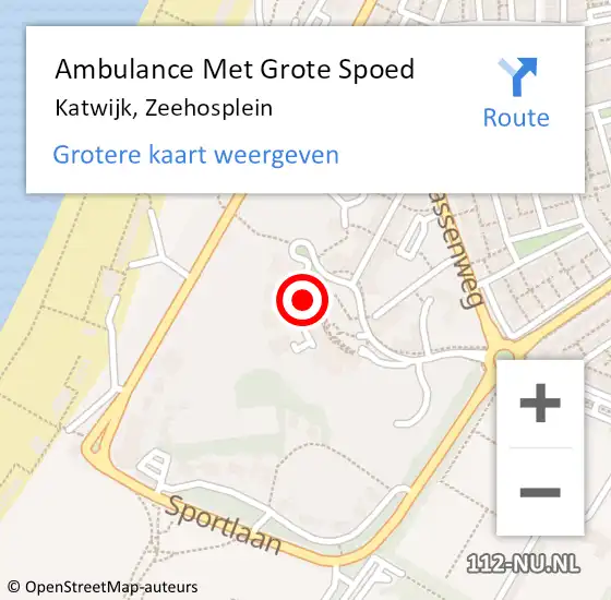 Locatie op kaart van de 112 melding: Ambulance Met Grote Spoed Naar Katwijk, Zeehosplein op 17 december 2024 10:06