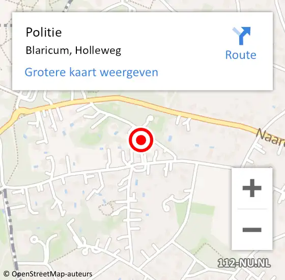 Locatie op kaart van de 112 melding: Politie Blaricum, Holleweg op 17 december 2024 10:10