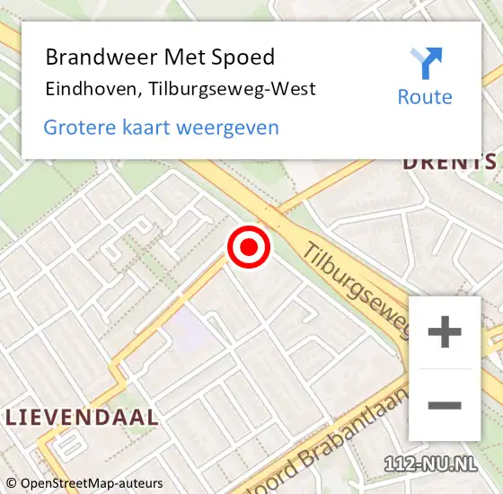 Locatie op kaart van de 112 melding: Brandweer Met Spoed Naar Eindhoven, Tilburgseweg-West op 17 december 2024 10:23