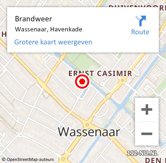 Locatie op kaart van de 112 melding: Brandweer Wassenaar, Havenkade op 17 december 2024 10:26