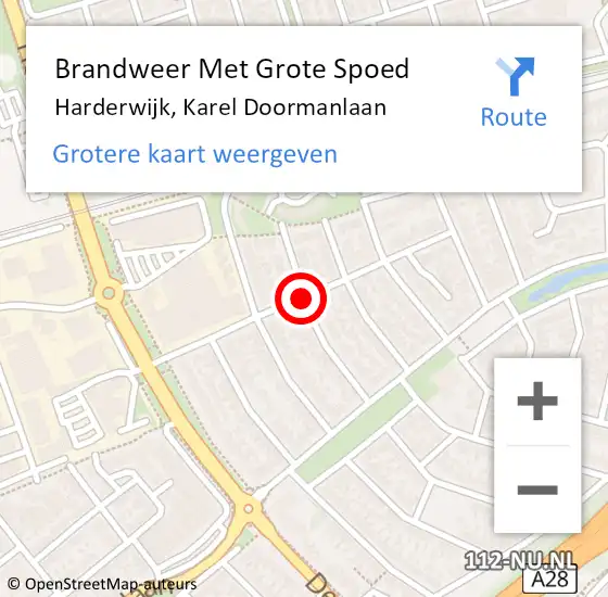 Locatie op kaart van de 112 melding: Brandweer Met Grote Spoed Naar Harderwijk, Karel Doormanlaan op 30 oktober 2014 16:52