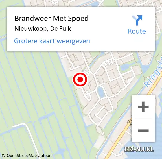 Locatie op kaart van de 112 melding: Brandweer Met Spoed Naar Nieuwkoop, De Fuik op 17 december 2024 10:41