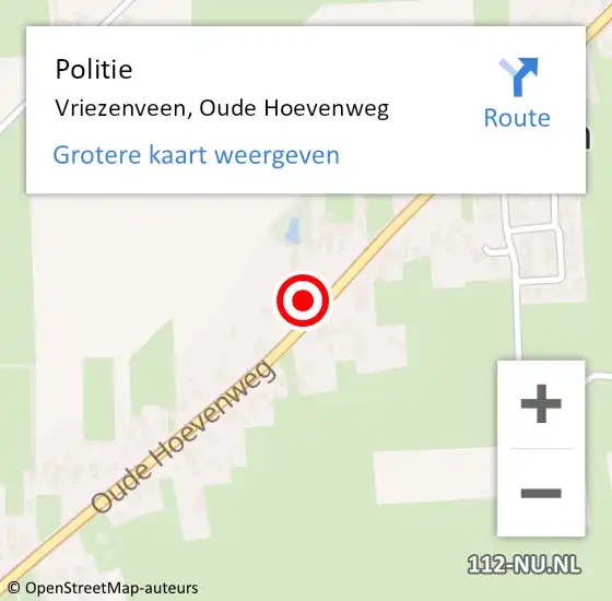 Locatie op kaart van de 112 melding: Politie Vriezenveen, Oude Hoevenweg op 17 december 2024 10:44