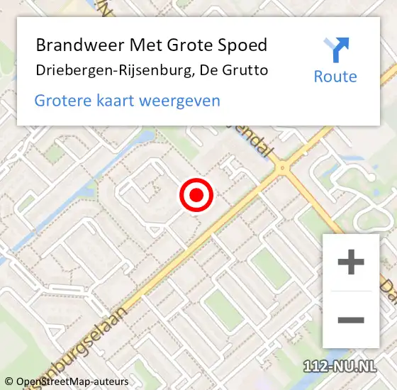 Locatie op kaart van de 112 melding: Brandweer Met Grote Spoed Naar Driebergen-Rijsenburg, De Grutto op 17 december 2024 11:08