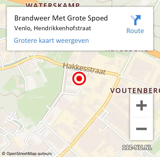 Locatie op kaart van de 112 melding: Brandweer Met Grote Spoed Naar Venlo, Hendrikkenhofstraat op 17 december 2024 11:14