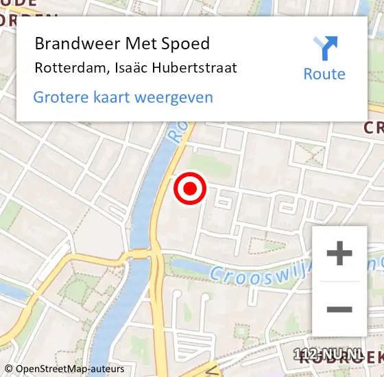 Locatie op kaart van de 112 melding: Brandweer Met Spoed Naar Rotterdam, Isaäc Hubertstraat op 17 december 2024 11:31