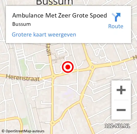 Locatie op kaart van de 112 melding: Ambulance Met Zeer Grote Spoed Naar Bussum op 17 december 2024 11:44