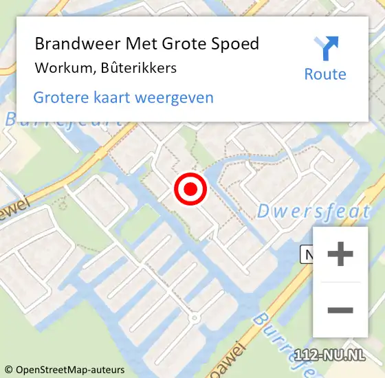 Locatie op kaart van de 112 melding: Brandweer Met Grote Spoed Naar Workum, Bûterikkers op 17 december 2024 12:02