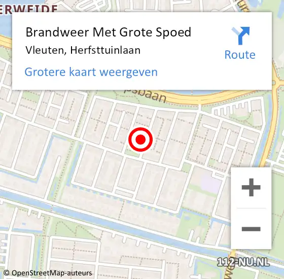 Locatie op kaart van de 112 melding: Brandweer Met Grote Spoed Naar Vleuten, Herfsttuinlaan op 17 december 2024 12:04