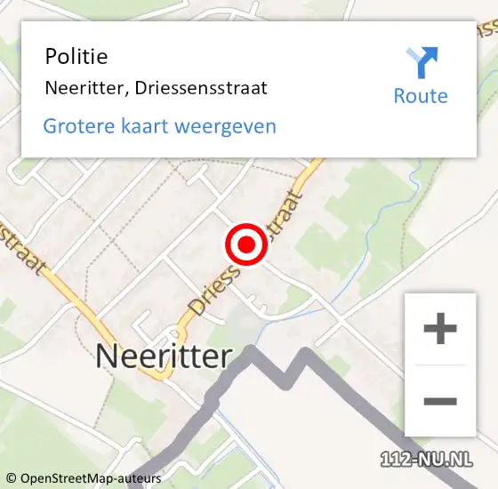 Locatie op kaart van de 112 melding: Politie Neeritter, Driessensstraat op 17 december 2024 12:05