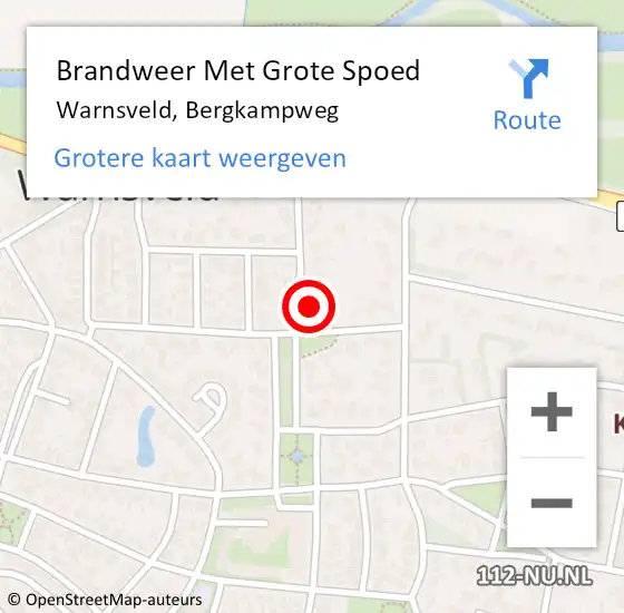 Locatie op kaart van de 112 melding: Brandweer Met Grote Spoed Naar Warnsveld, Bergkampweg op 17 december 2024 12:12