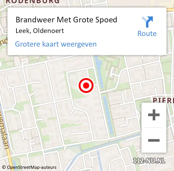 Locatie op kaart van de 112 melding: Brandweer Met Grote Spoed Naar Leek, Oldenoert op 17 december 2024 12:13